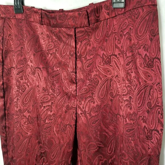 Vintage Womens Dress Pants Size 14 Burgundy Lightweight 90s Paisley Retro - Picture 3 of 12